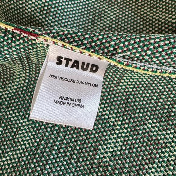 STAUD Bermuda Green White Striped Compact-Knit Dress Size L - Picture 14 of 15